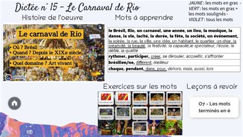 dicte le carnaval de rio cm2|Dictée 15. : Carnaval de Rio Cartes